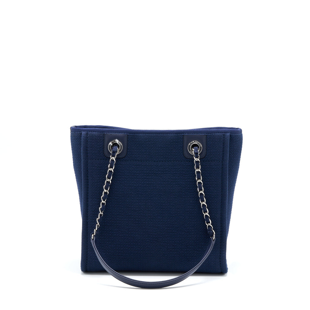 Chanel PM Deauville Tote Bag Canvas Navy  (Microchip)