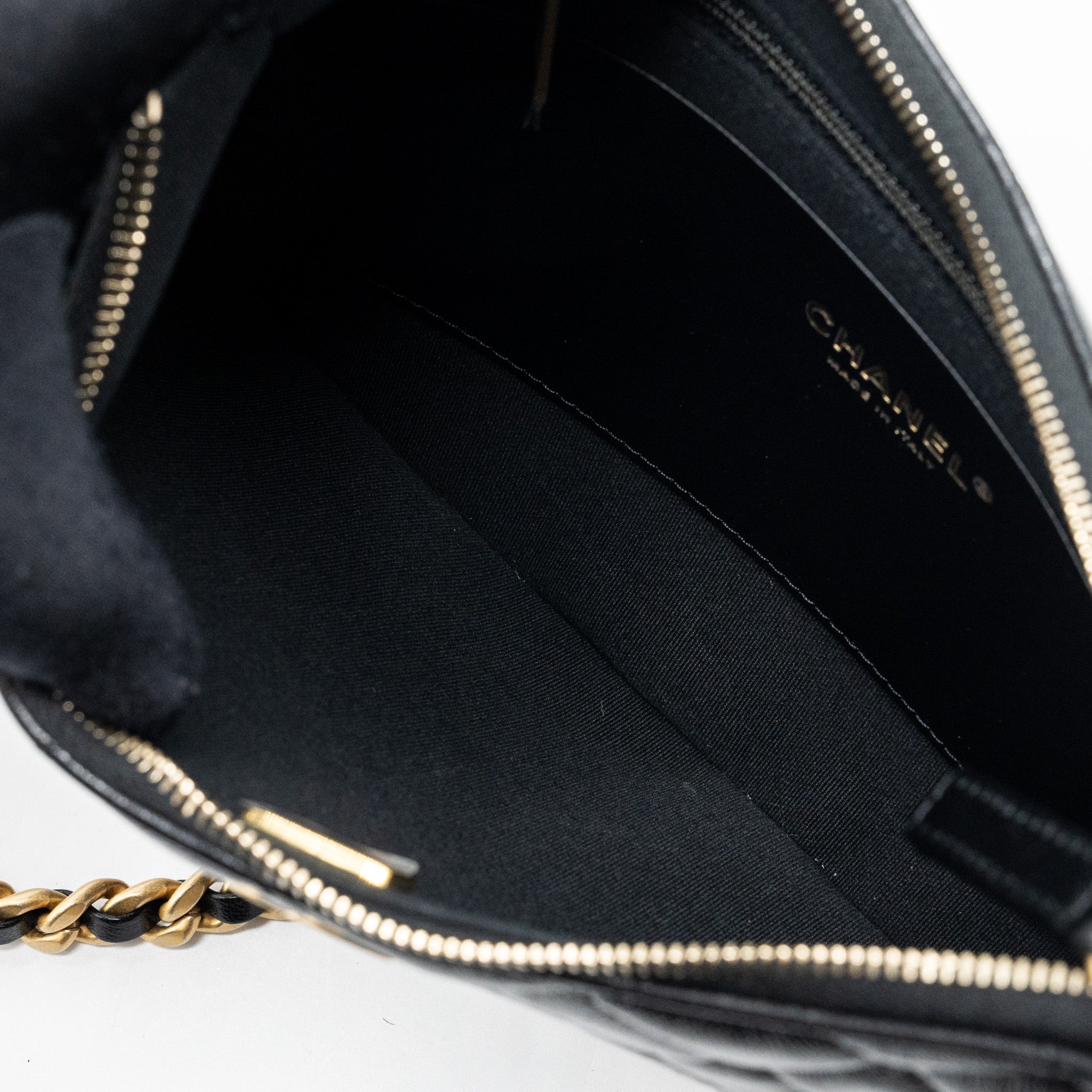 Chanel moon hobo shoulder / crossbody bag goatskin black brushed  (microchip)
