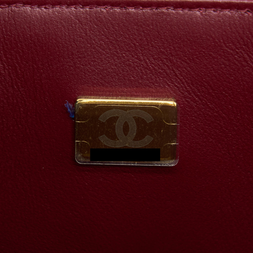 Chanel 22A Top Handle Mini Rectangular Flap Bag Lambskin Burgundy L