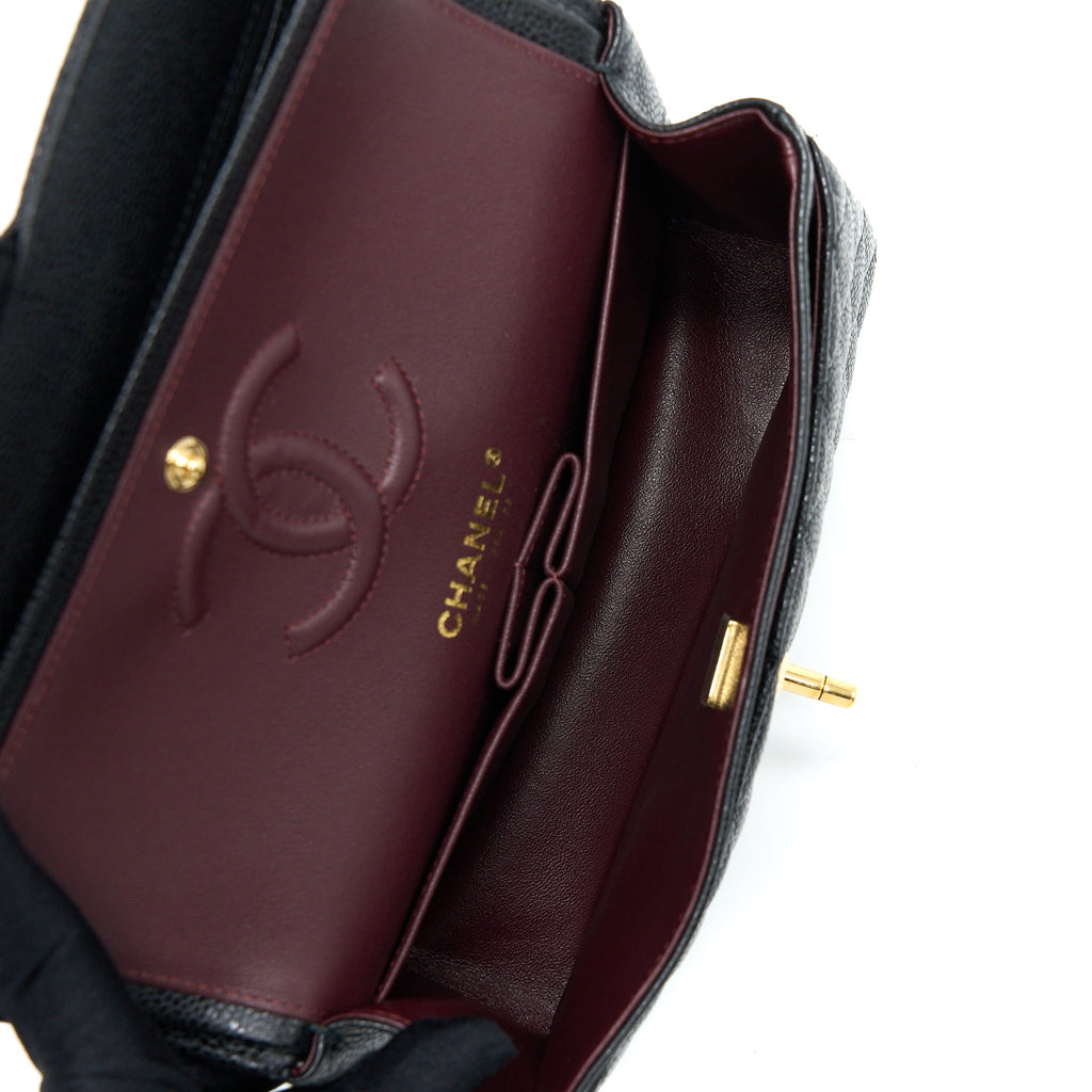Chanel Small Classic Double Flap Bag Caviar Black  (Microchip)