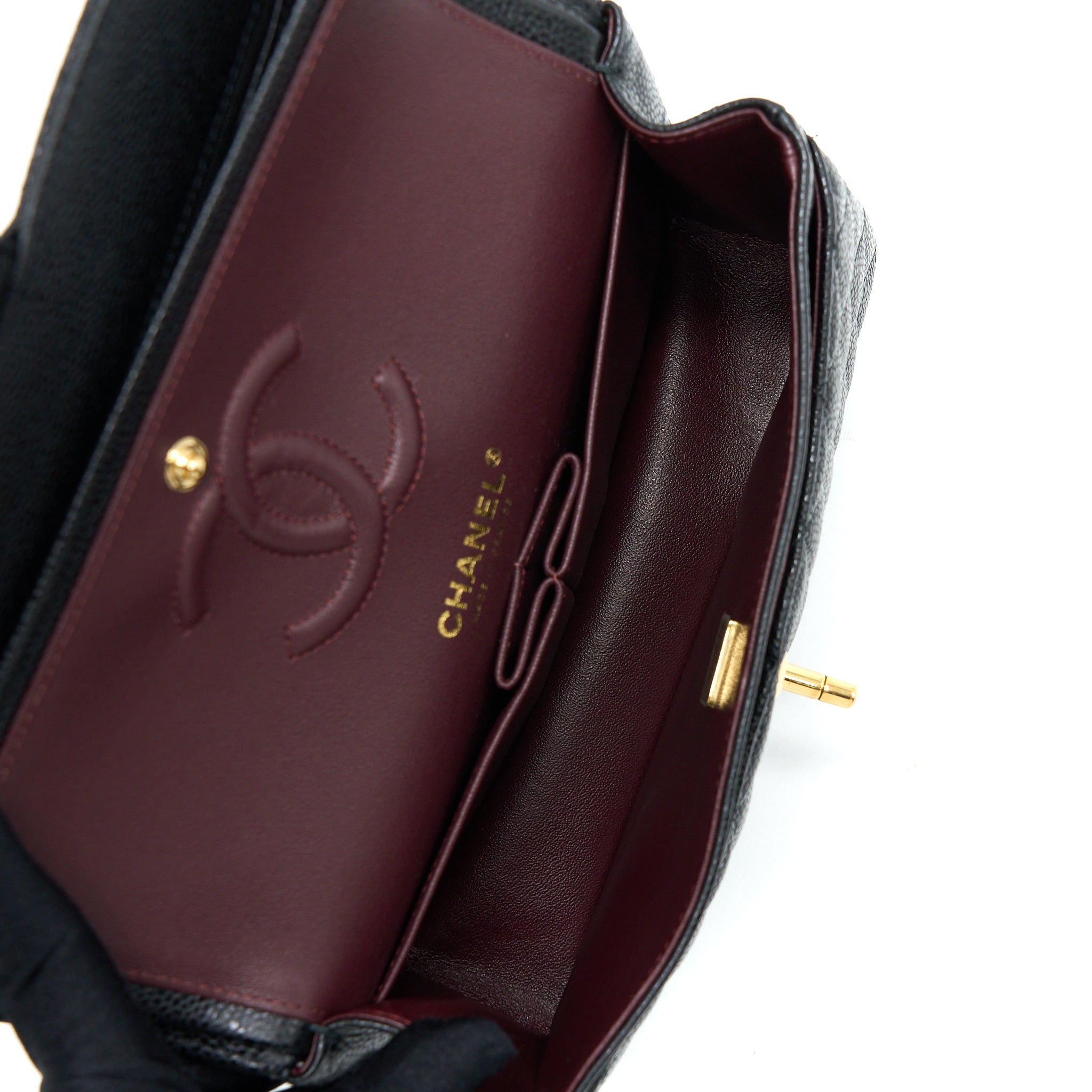 Chanel Small Classic Double Flap Bag Caviar Black  (Microchip)
