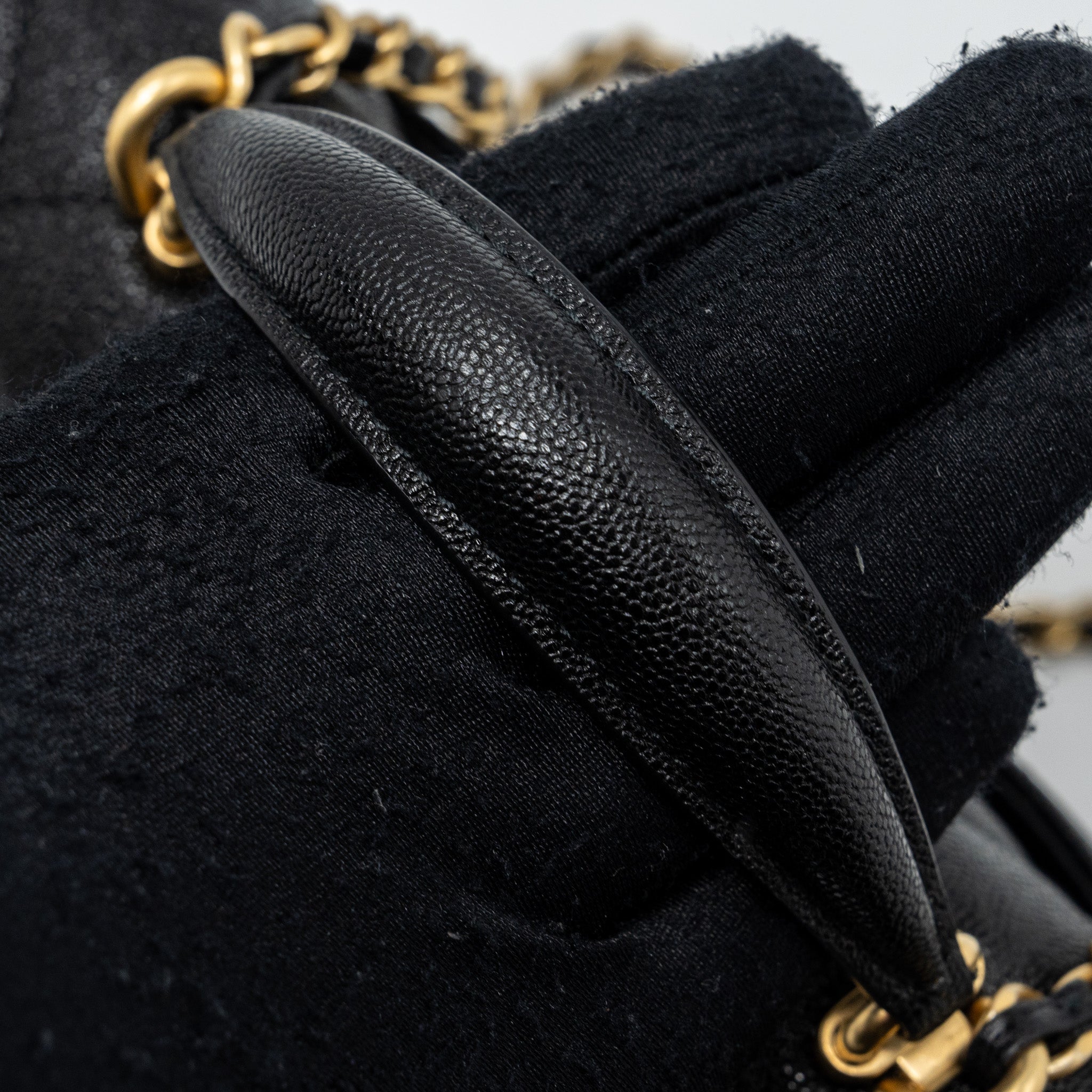 Chanel top handle mini rectangular flap bag caviar black