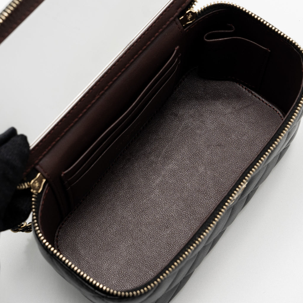 Chanel Long Vanity With Chain Lambskin Black L (Microchip)