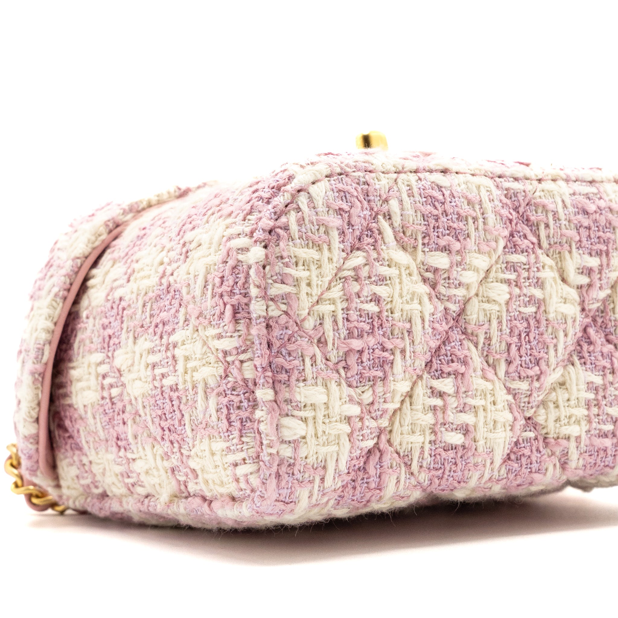 Chanel 23s Top Handle Small Vanity Case With Chain Tweed/lambskin Pink Brushed (Microchip)
