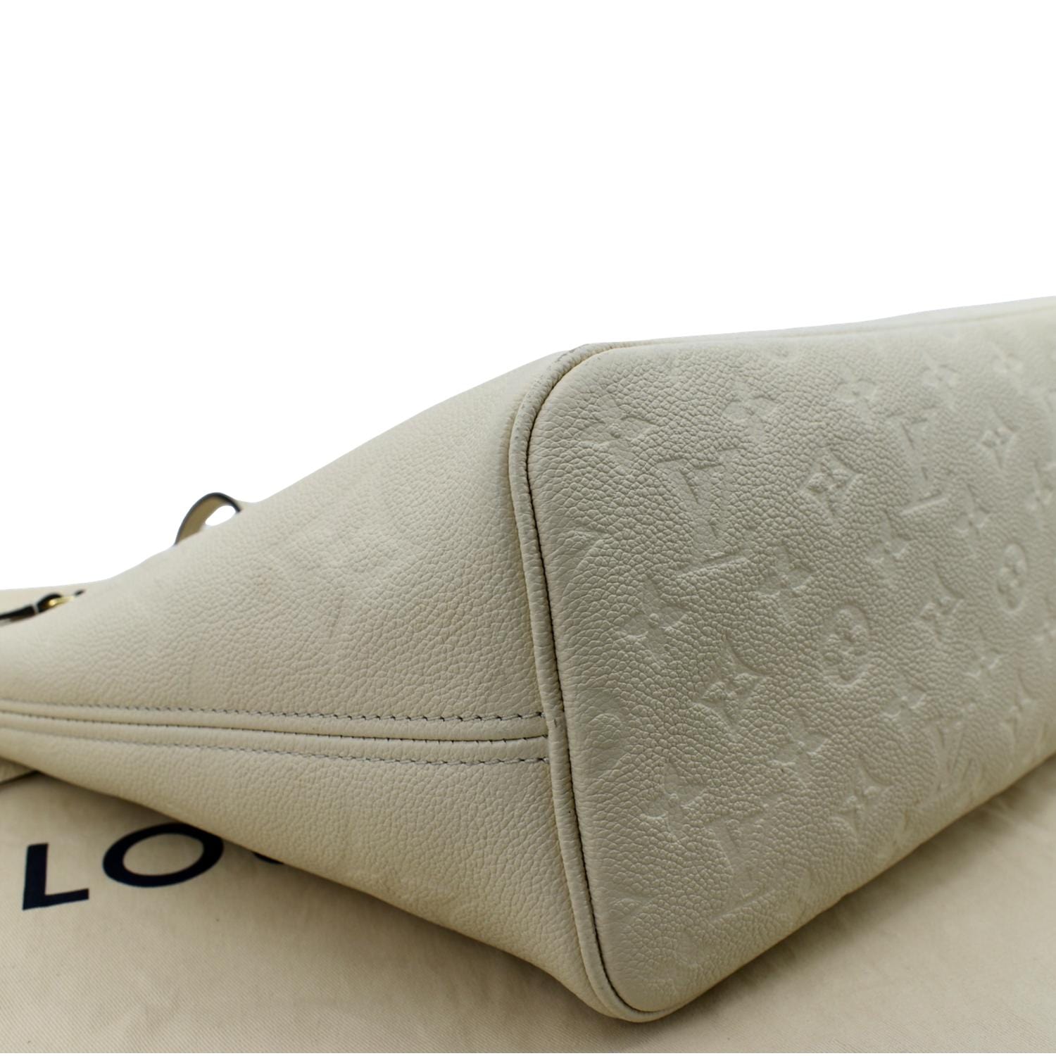 LOUIS VUITTON Neverfull MM Monogram Empreinte Tote Bag Beige