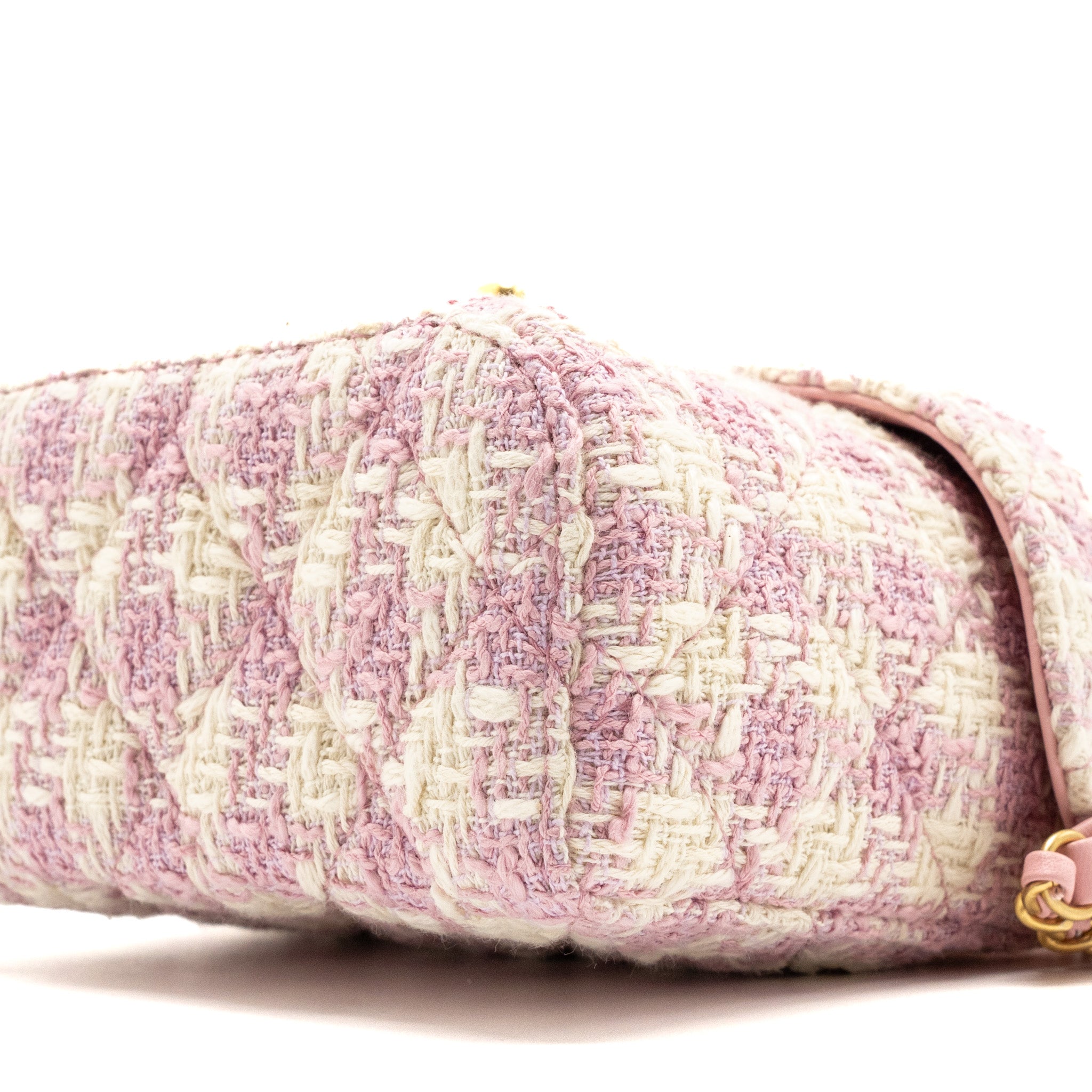 Chanel 23s Top Handle Small Vanity Case With Chain Tweed/lambskin Pink Brushed (Microchip)