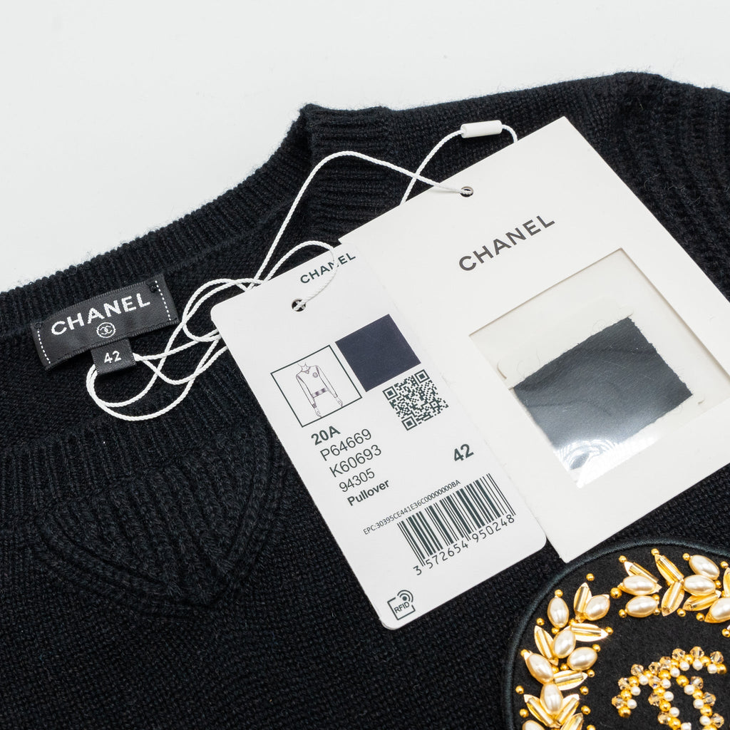 Chanel size 42 20A Pullover sweater / cashmere BLACK