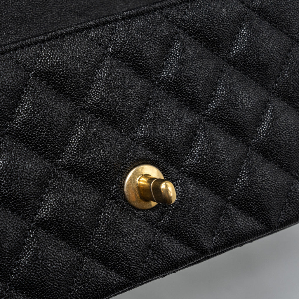 Chanel top handle mini rectangular flap bag caviar black