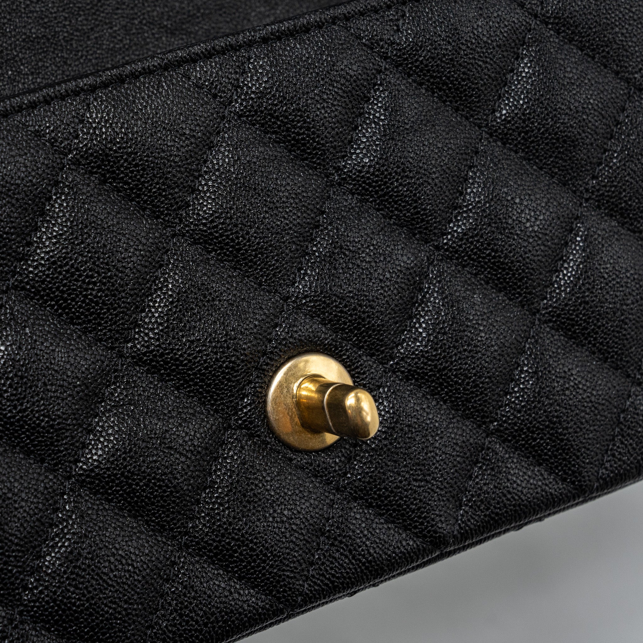 Chanel top handle mini rectangular flap bag caviar black