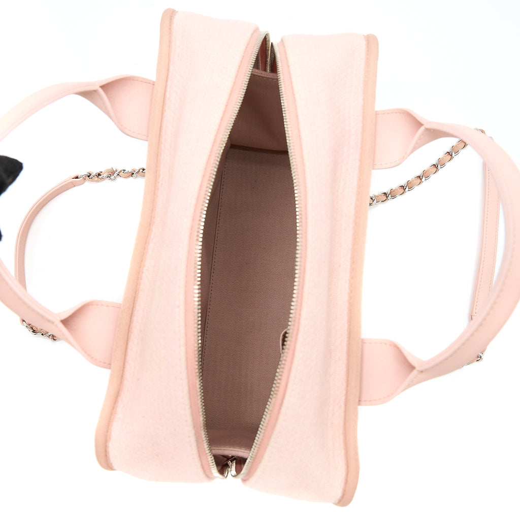 Chanel Deauville Bowling Bag Canvas/Leather Light Pink