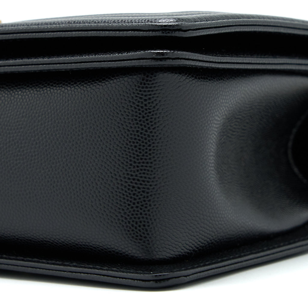 Chanel Medium Boy Bag Caviar Black Brushed  (Microchip)