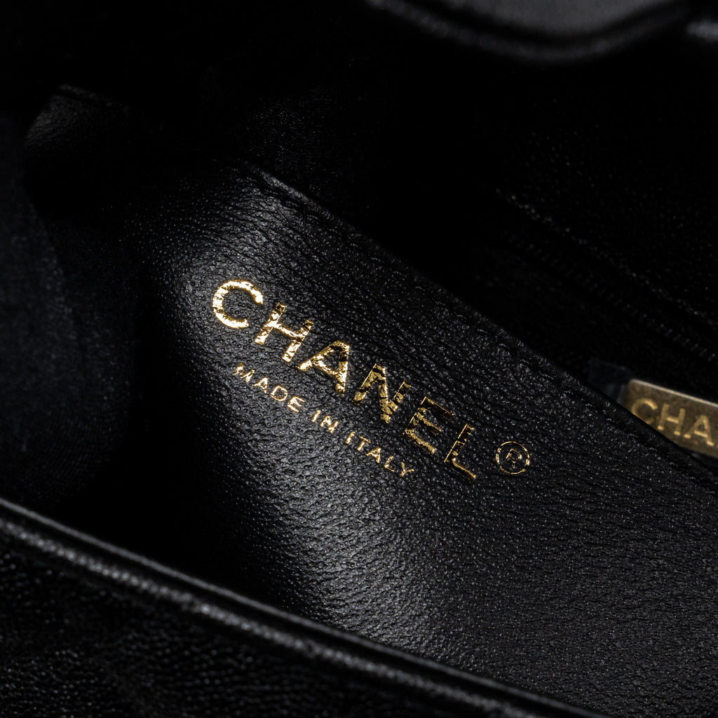 Chanel top handle mini rectangular flap bag caviar black