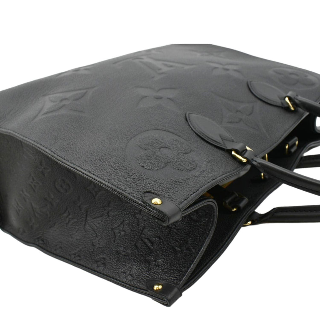 LOUIS VUITTON Onthego GM Monogram Empreinte Leather Tote Shoulder Bag Black
