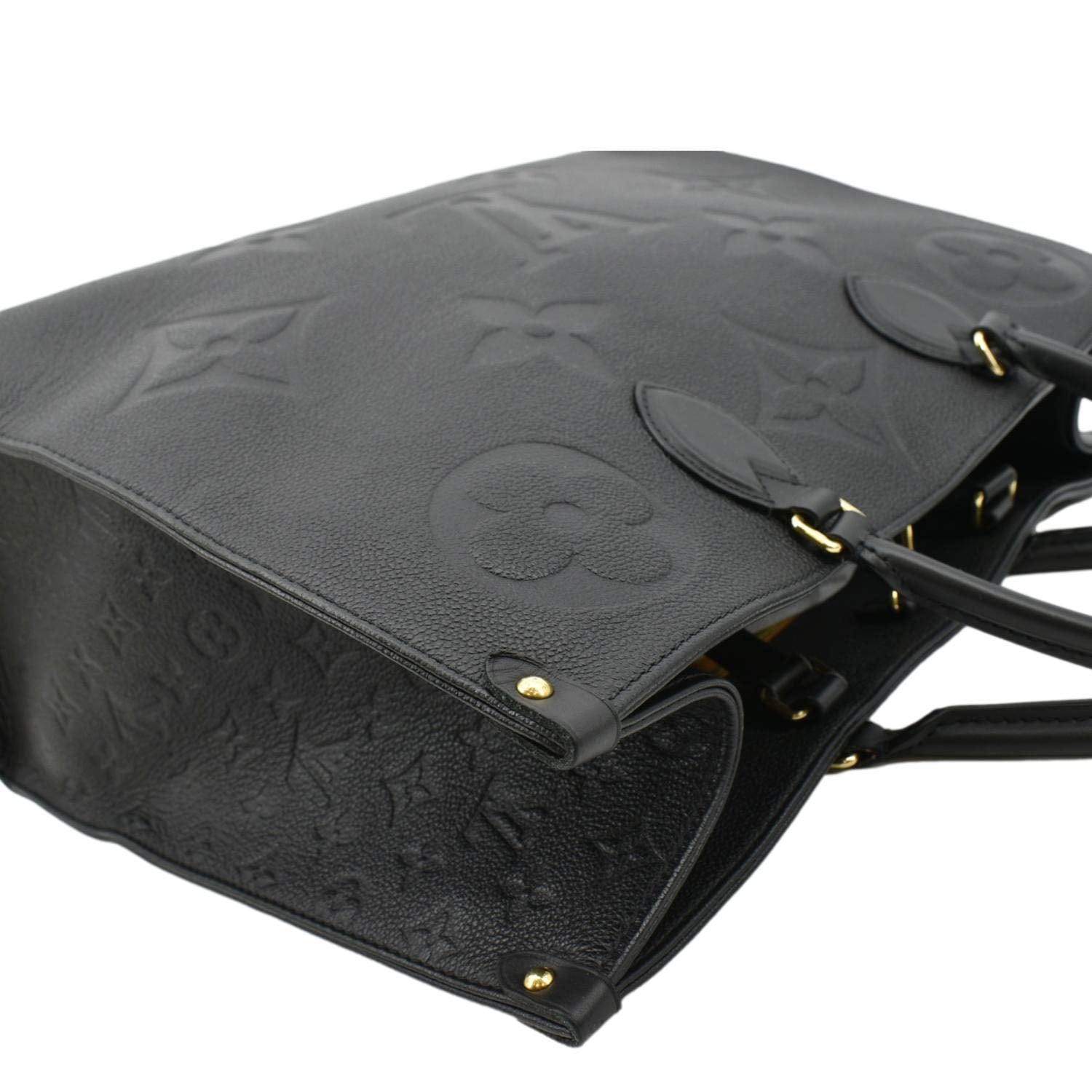 LOUIS VUITTON Onthego GM Monogram Empreinte Leather Tote Shoulder Bag Black