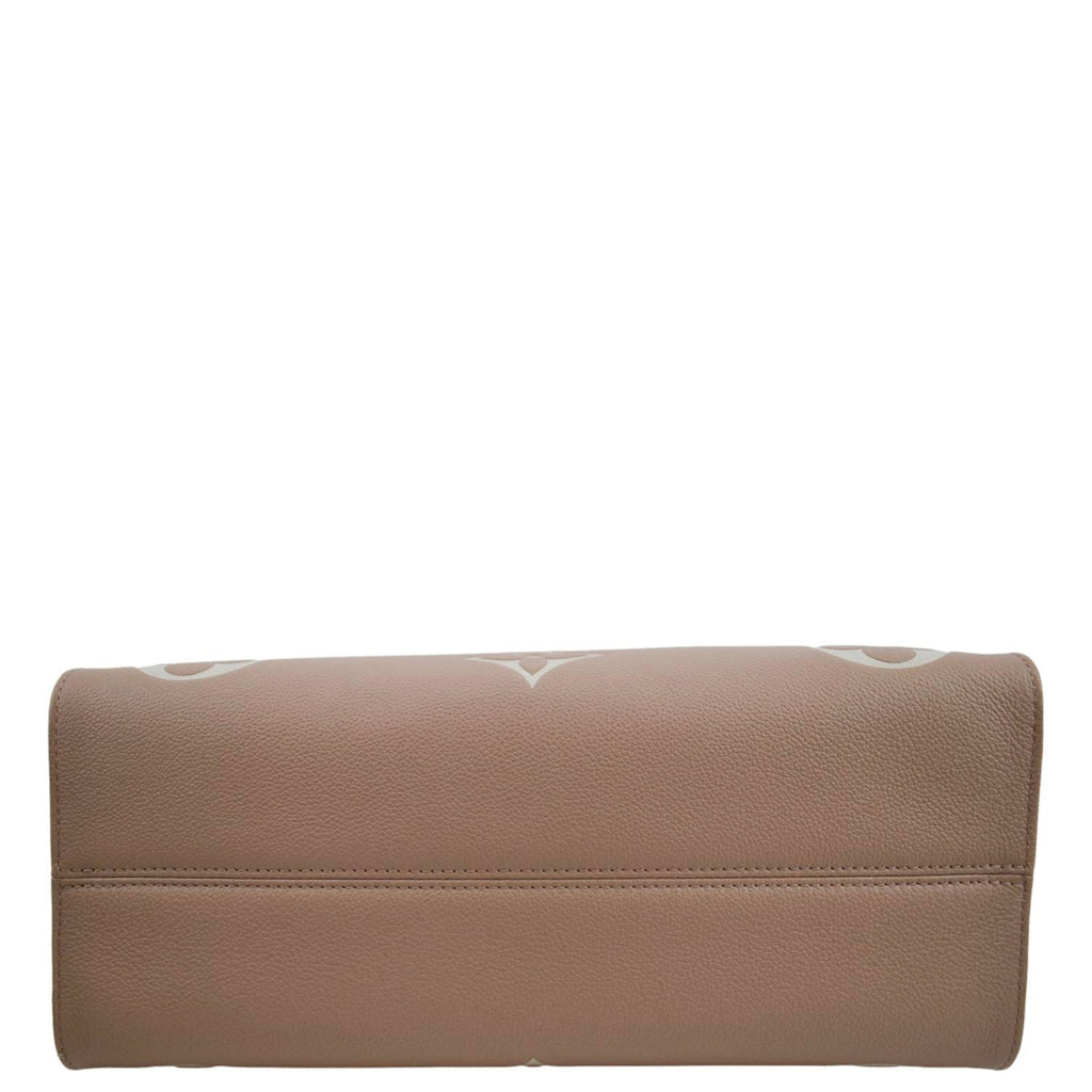 LOUIS VUITTON Onthego MM Giant Monogram Empreinte Leather Tote Shoulder Bag Rose Trianon