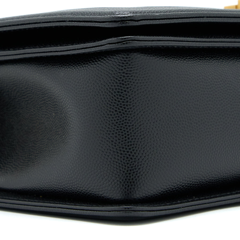 Chanel Medium Boy Bag Caviar Black Brushed  (Microchip)