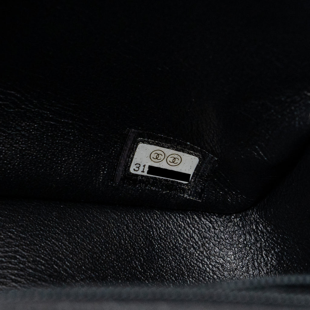 Chanel top handle mini rectangular flap bag caviar black