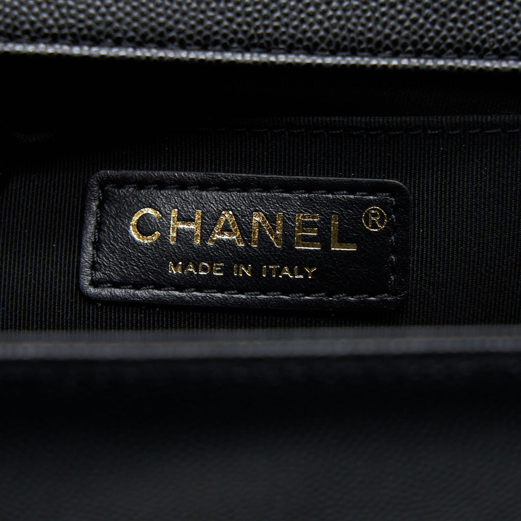 Chanel Medium Boy Bag Caviar Black Brushed  (Microchip)