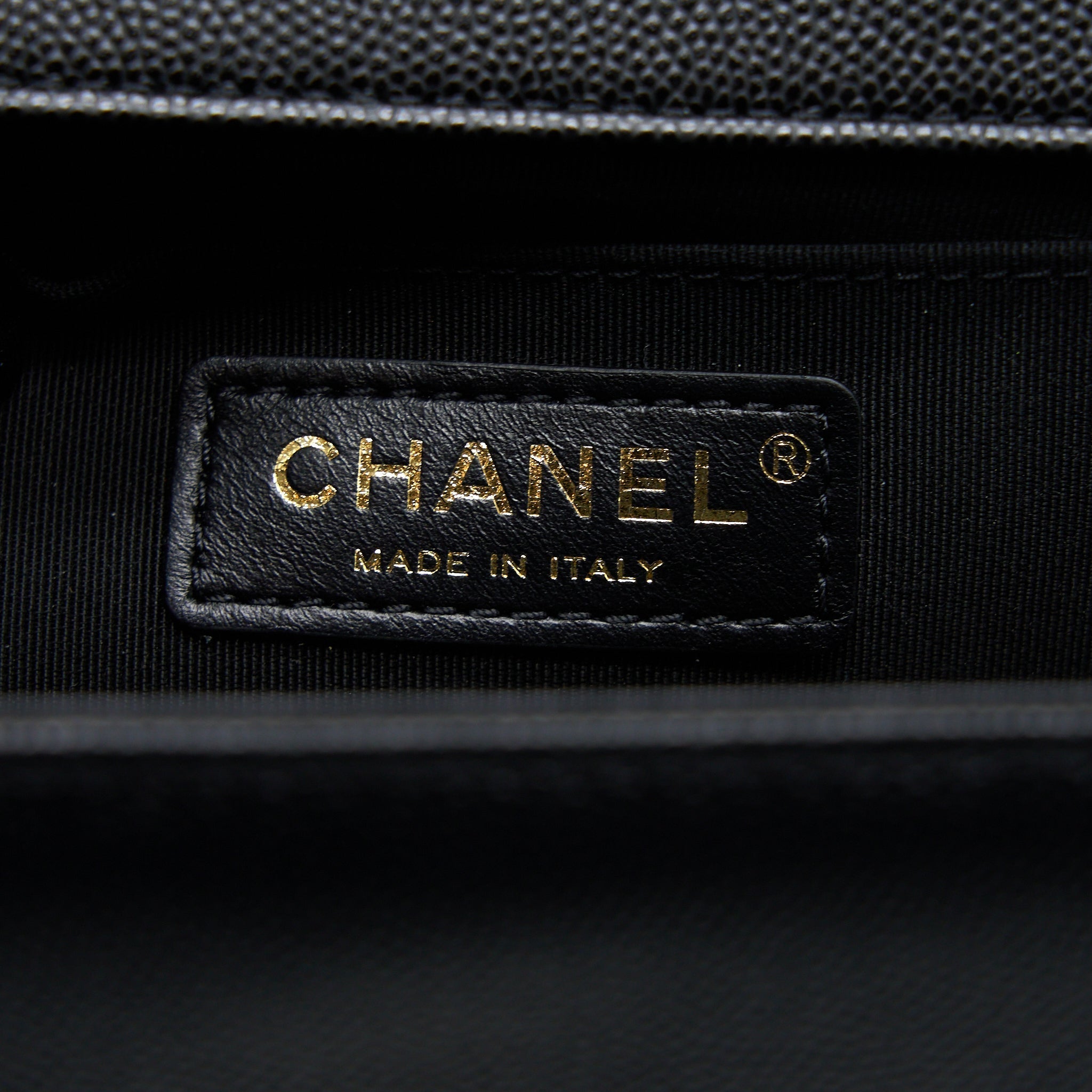 Chanel Medium Boy Bag Caviar Black Brushed  (Microchip)