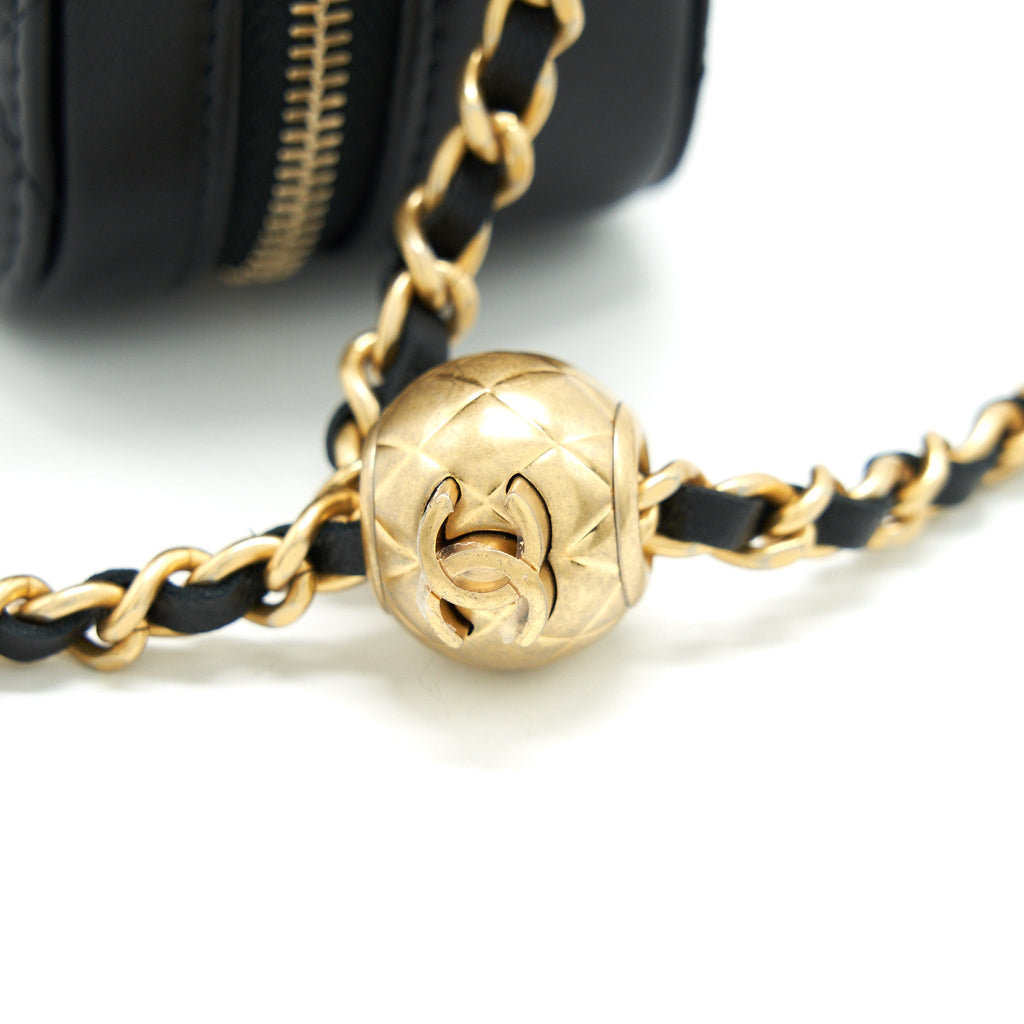 Chanel Pearl Crush Mini Camera Case With Chain Lambskin Black