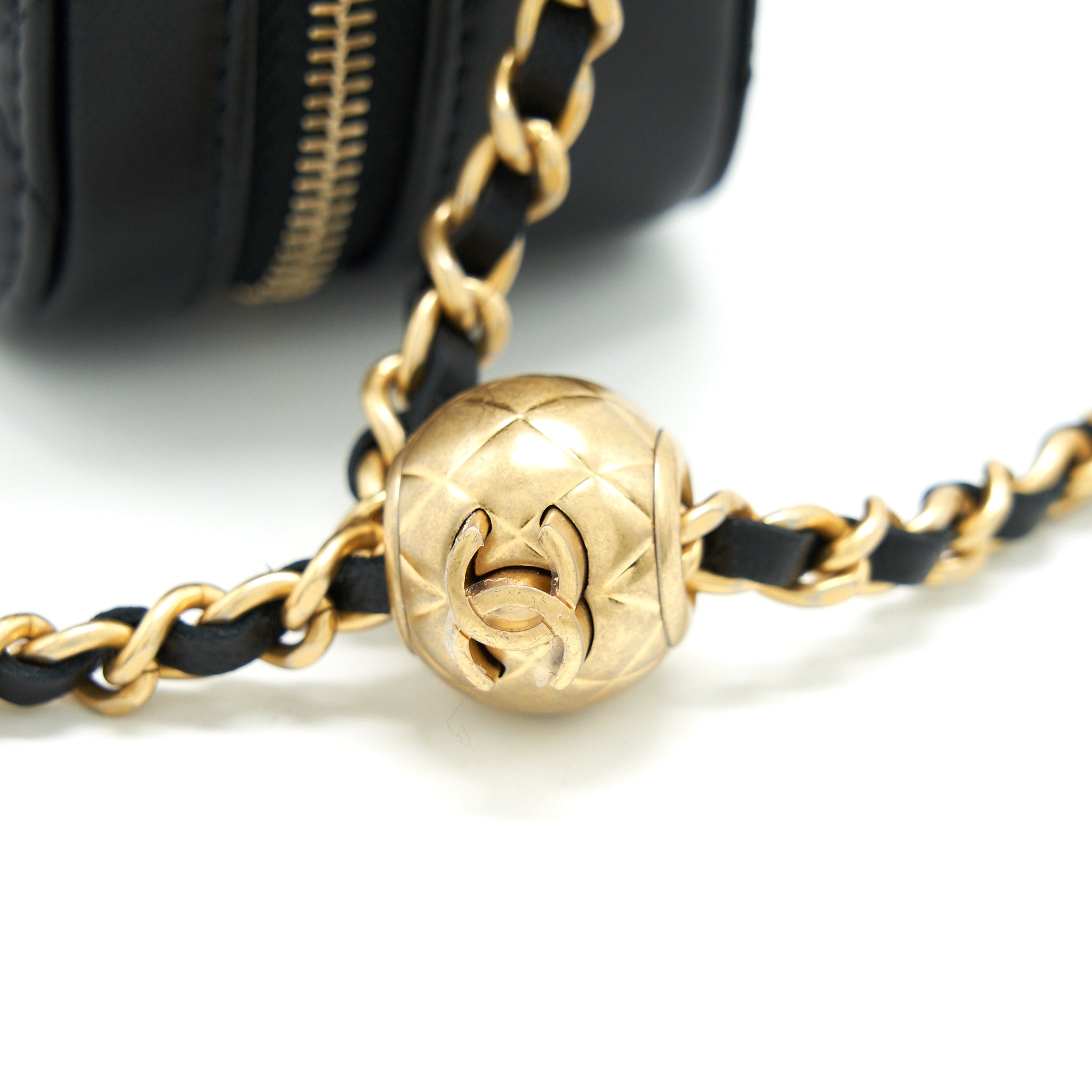 Chanel Pearl Crush Mini Camera Case With Chain Lambskin Black