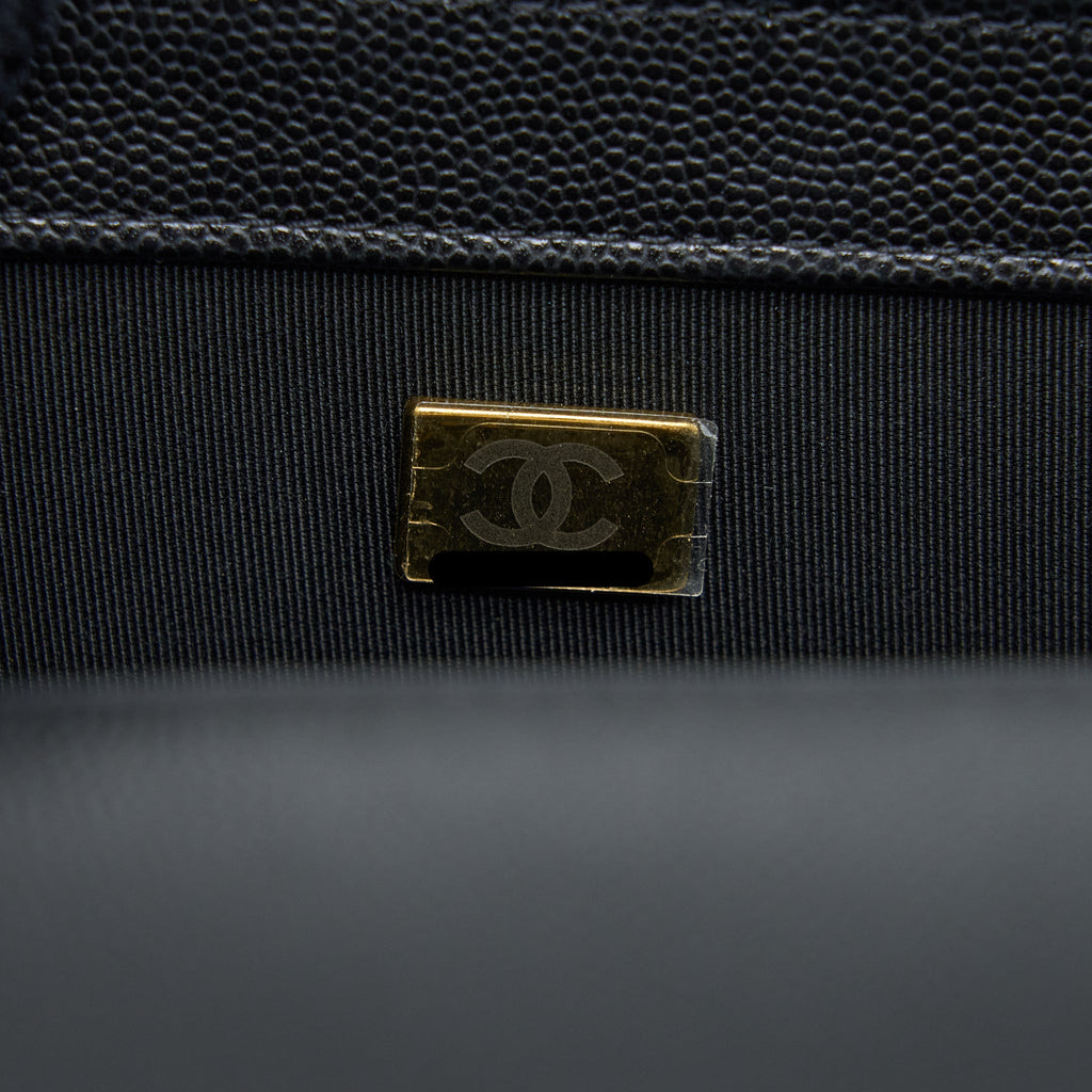Chanel Medium Boy Bag Caviar Black Brushed  (Microchip)