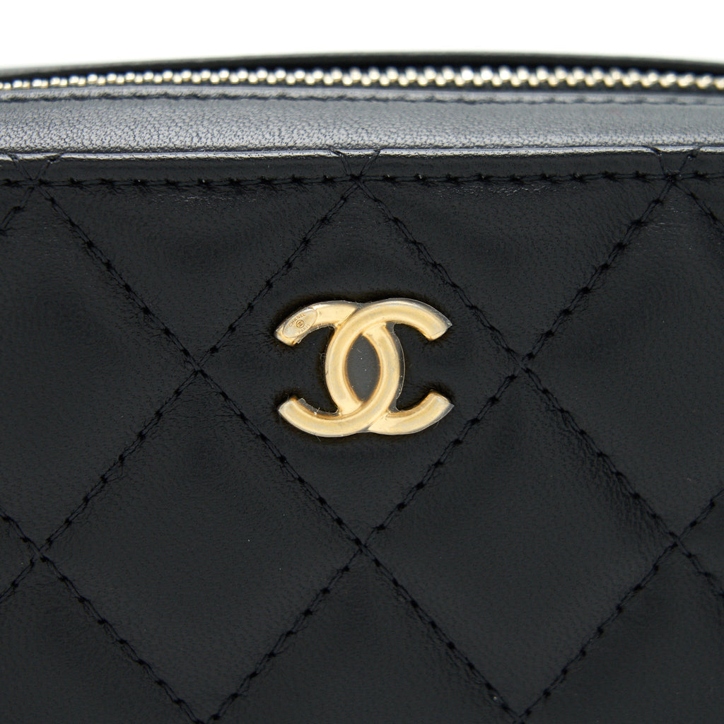 Chanel Pearl Crush Mini Camera Case With Chain Lambskin Black