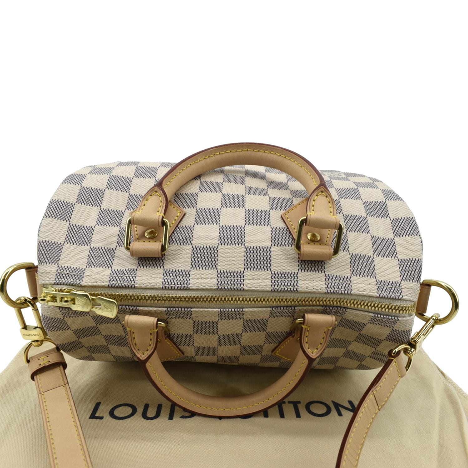 LOUIS VUITTON Speedy 25 Bandouliere Damier Azur Shoulder Bag White