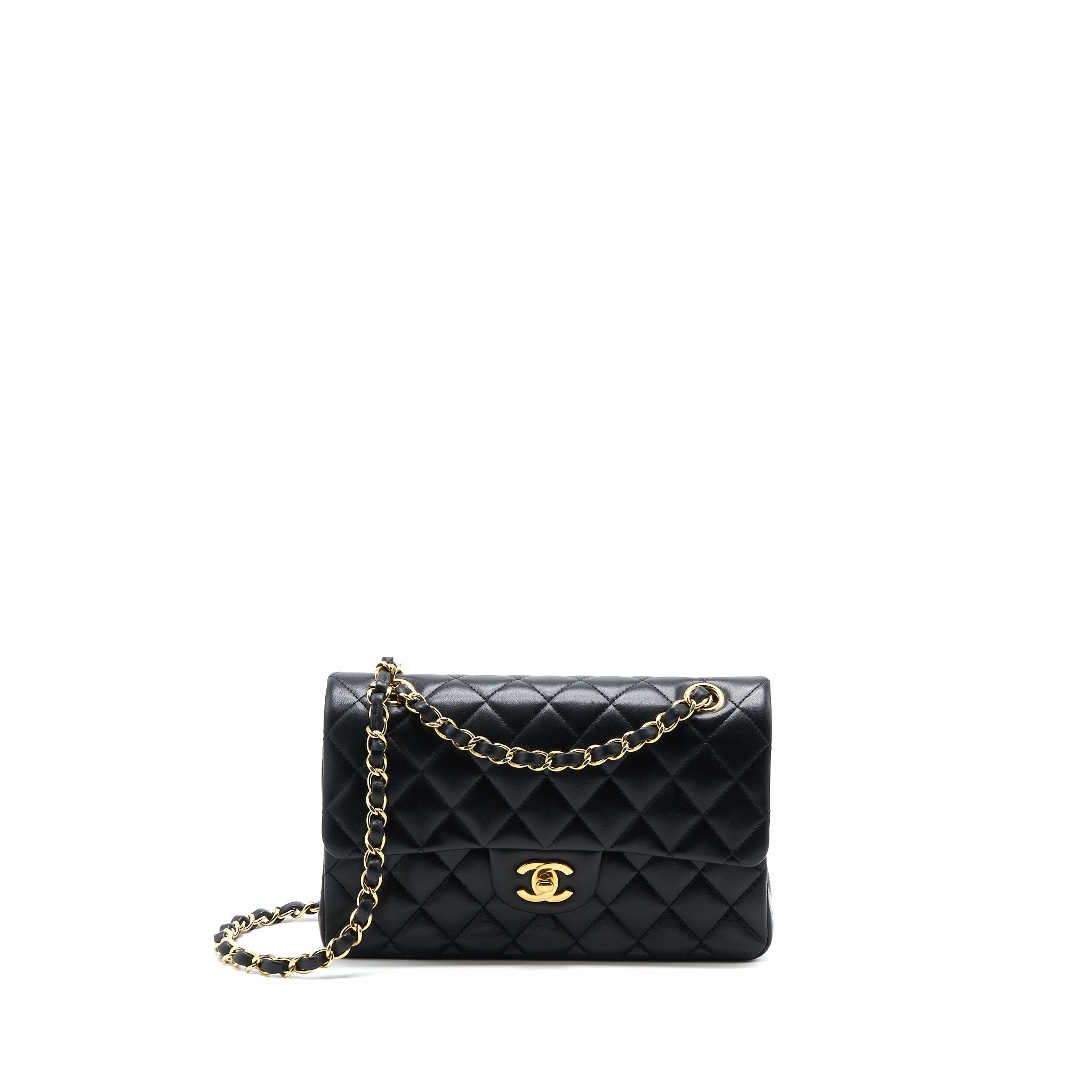Chanel Small Classic Double Flap Bag Lambskin Black  (Microchip)