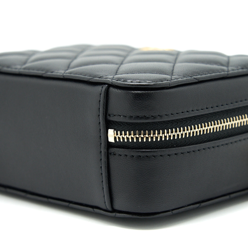 Chanel Pearl Crush Mini Camera Case With Chain Lambskin Black