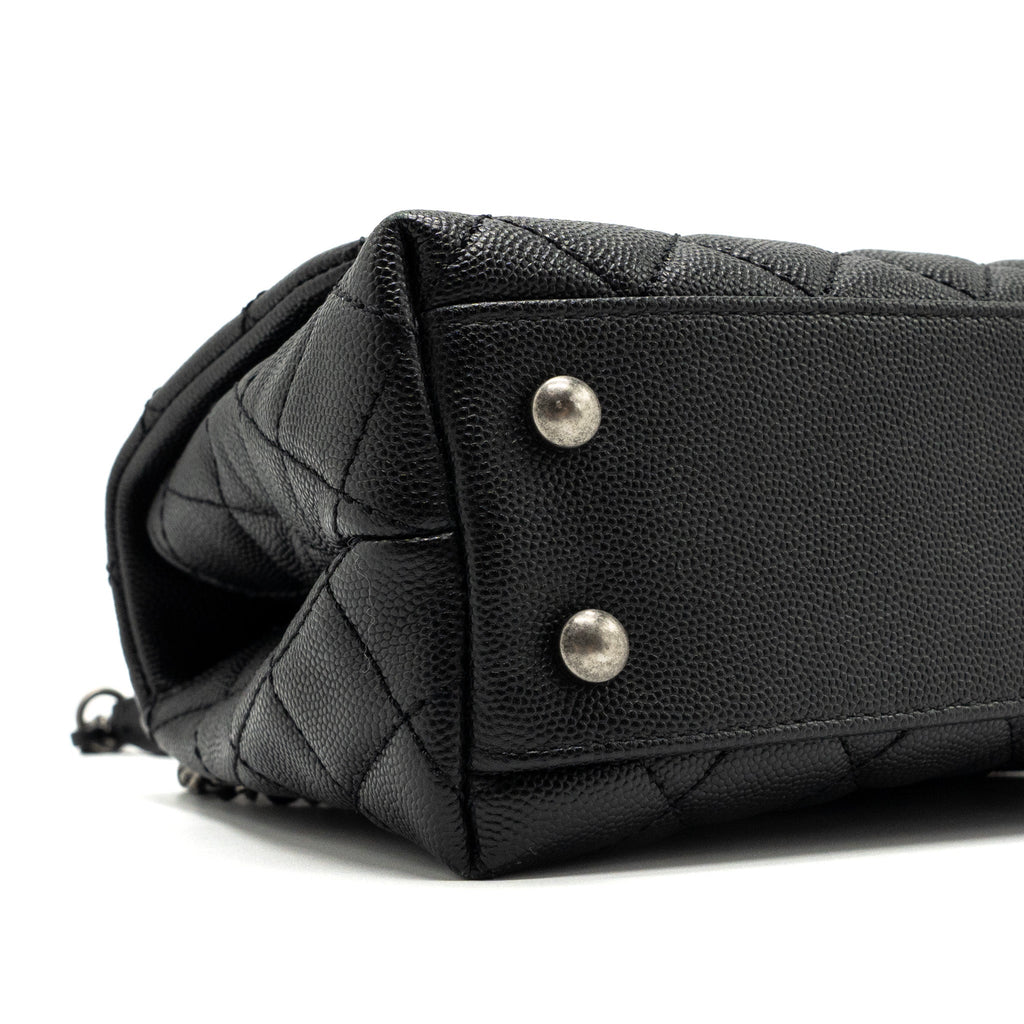 Chanel small coco handle caviar / lizard handle black ruthenium hardware