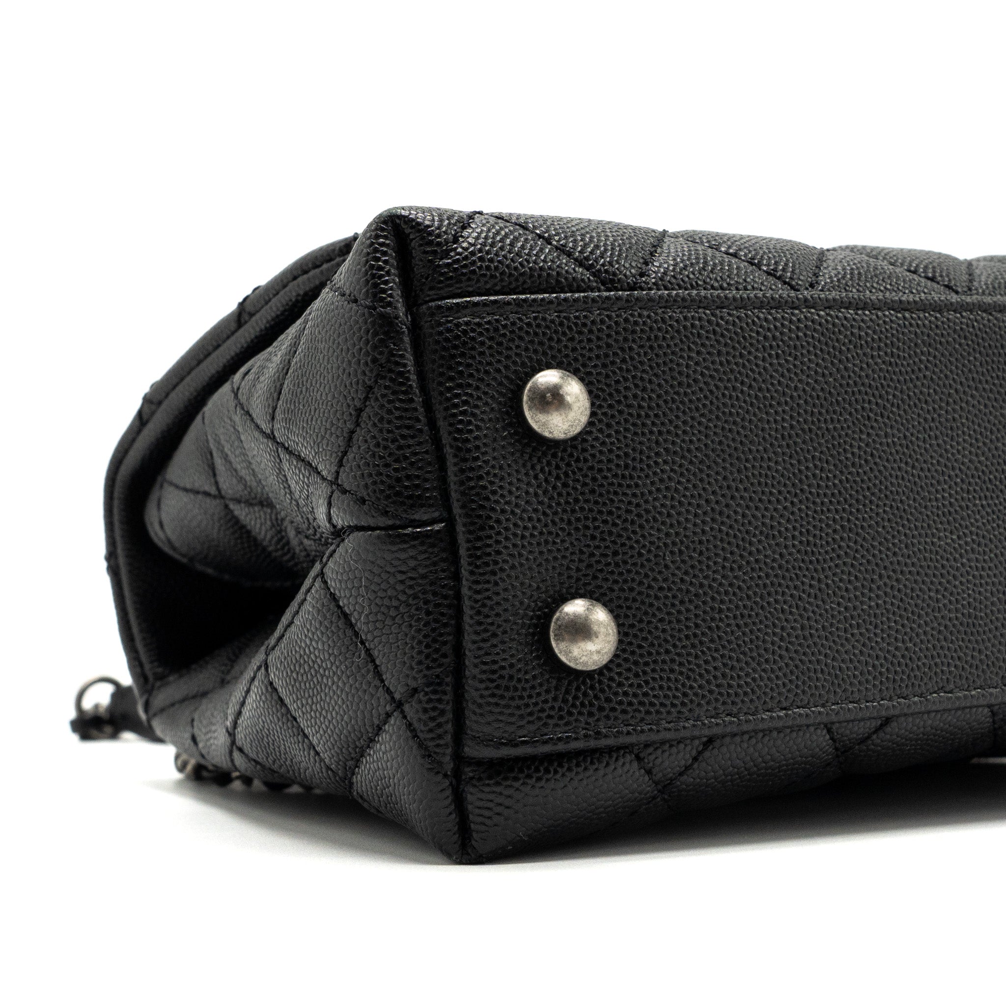 Chanel small coco handle caviar / lizard handle black ruthenium hardware