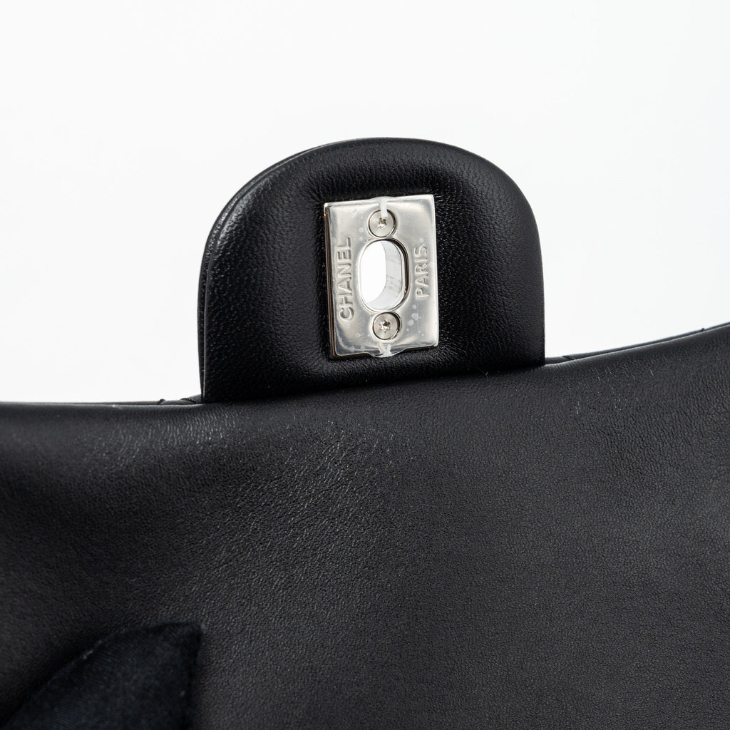 Chanel mini square flap bag lambskin Black  (microchip)
