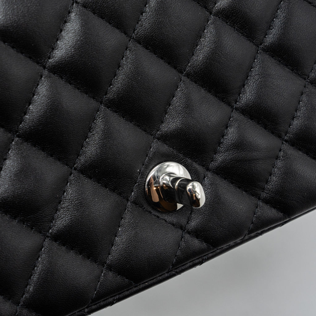 Chanel mini square flap bag lambskin Black  (microchip)