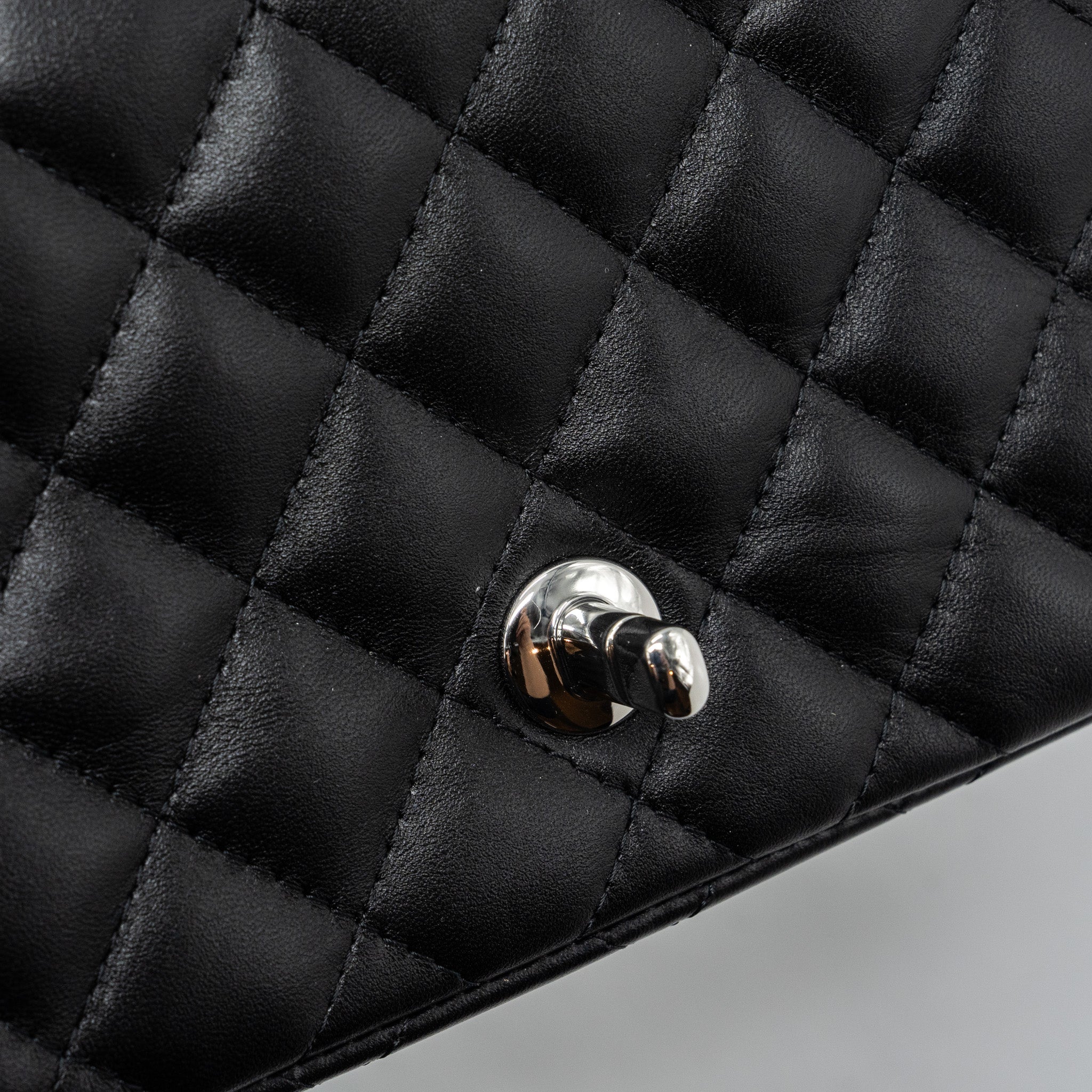 Chanel mini square flap bag lambskin Black  (microchip)
