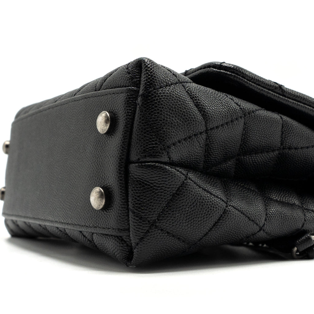 Chanel small coco handle caviar / lizard handle black ruthenium hardware
