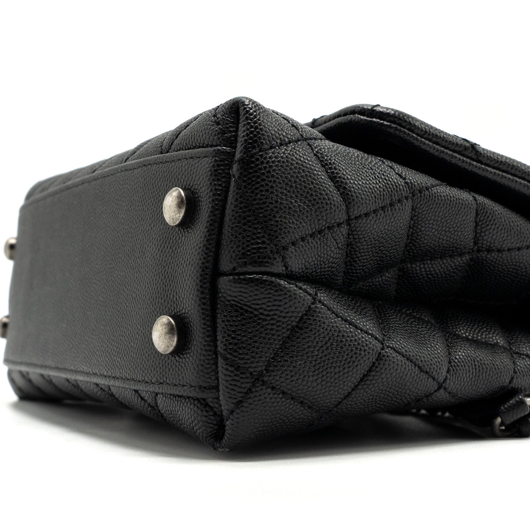 Chanel small coco handle caviar / lizard handle black ruthenium hardware