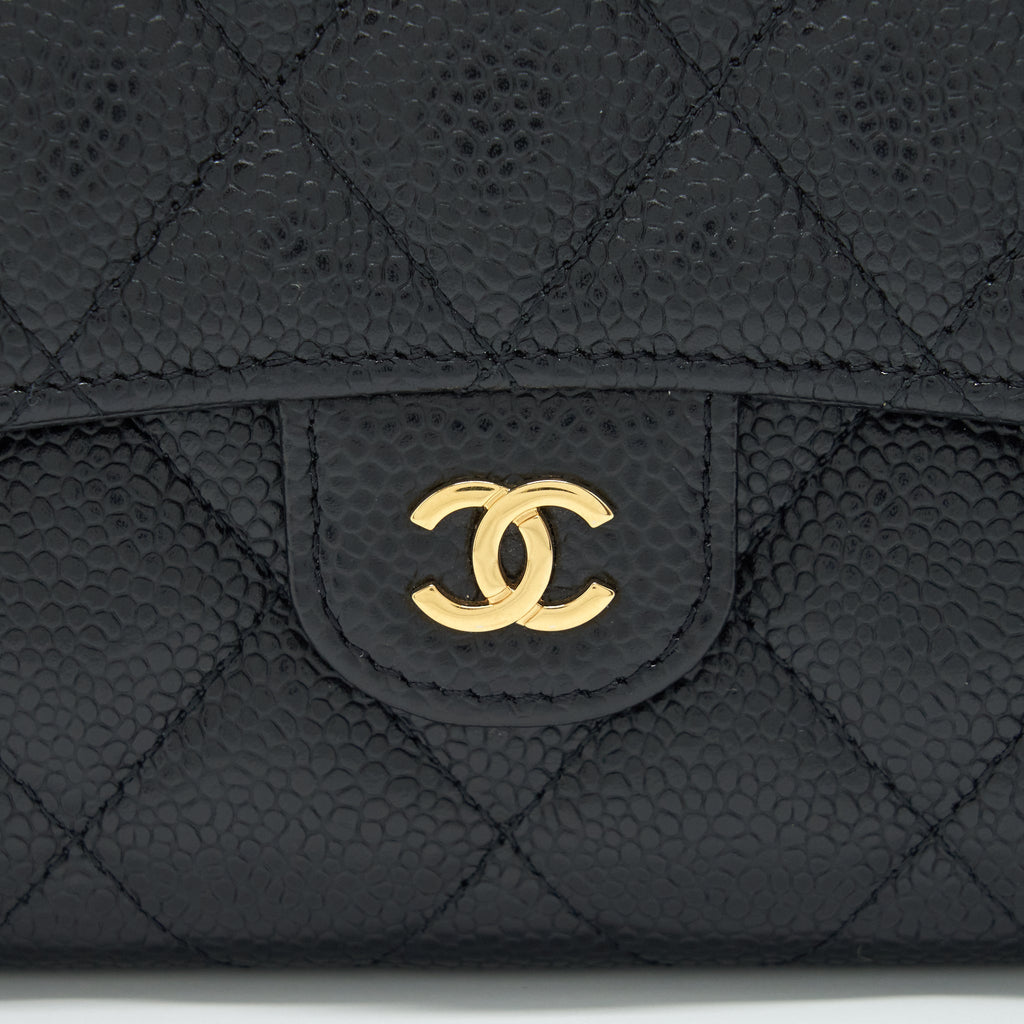 Chanel Classic Long Flap Wallet Caviar Black