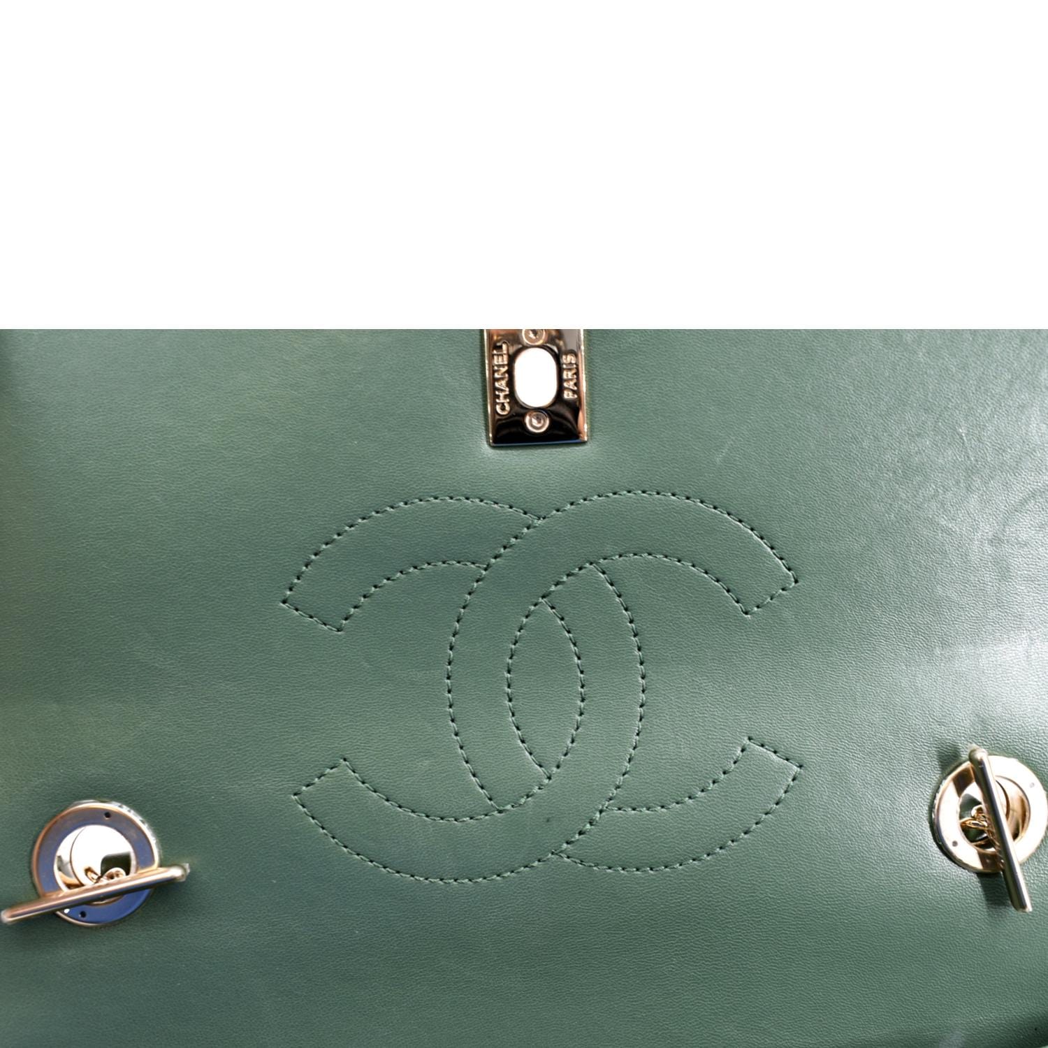 CHANEL Trendy CC Chevron Top Handle Flap Shoulder Bag Green