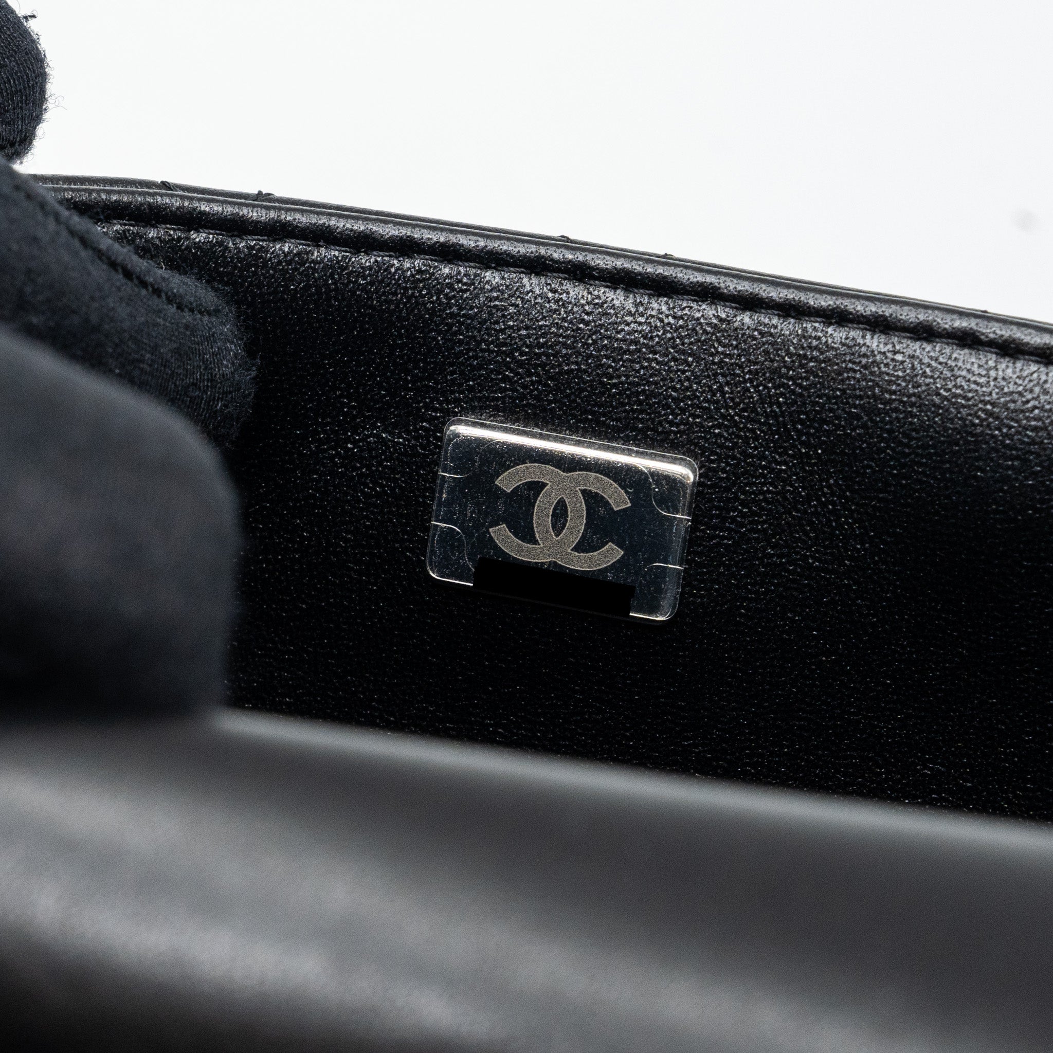 Chanel mini square flap bag lambskin Black  (microchip)