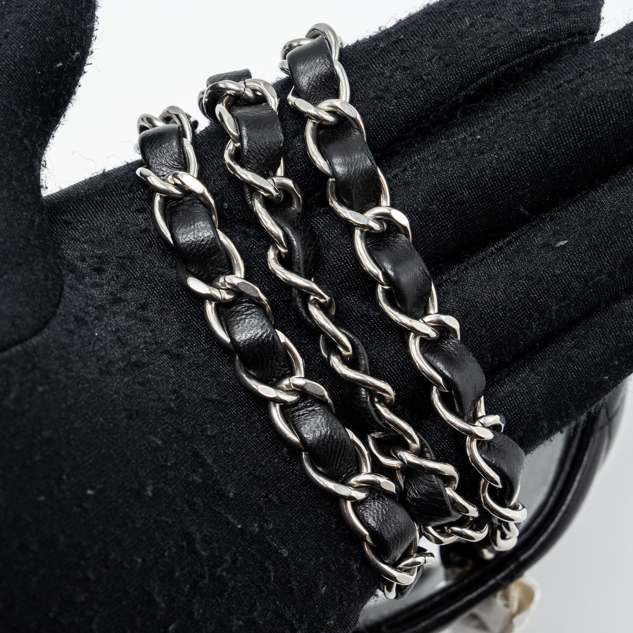 Chanel mini square flap bag lambskin Black  (microchip)