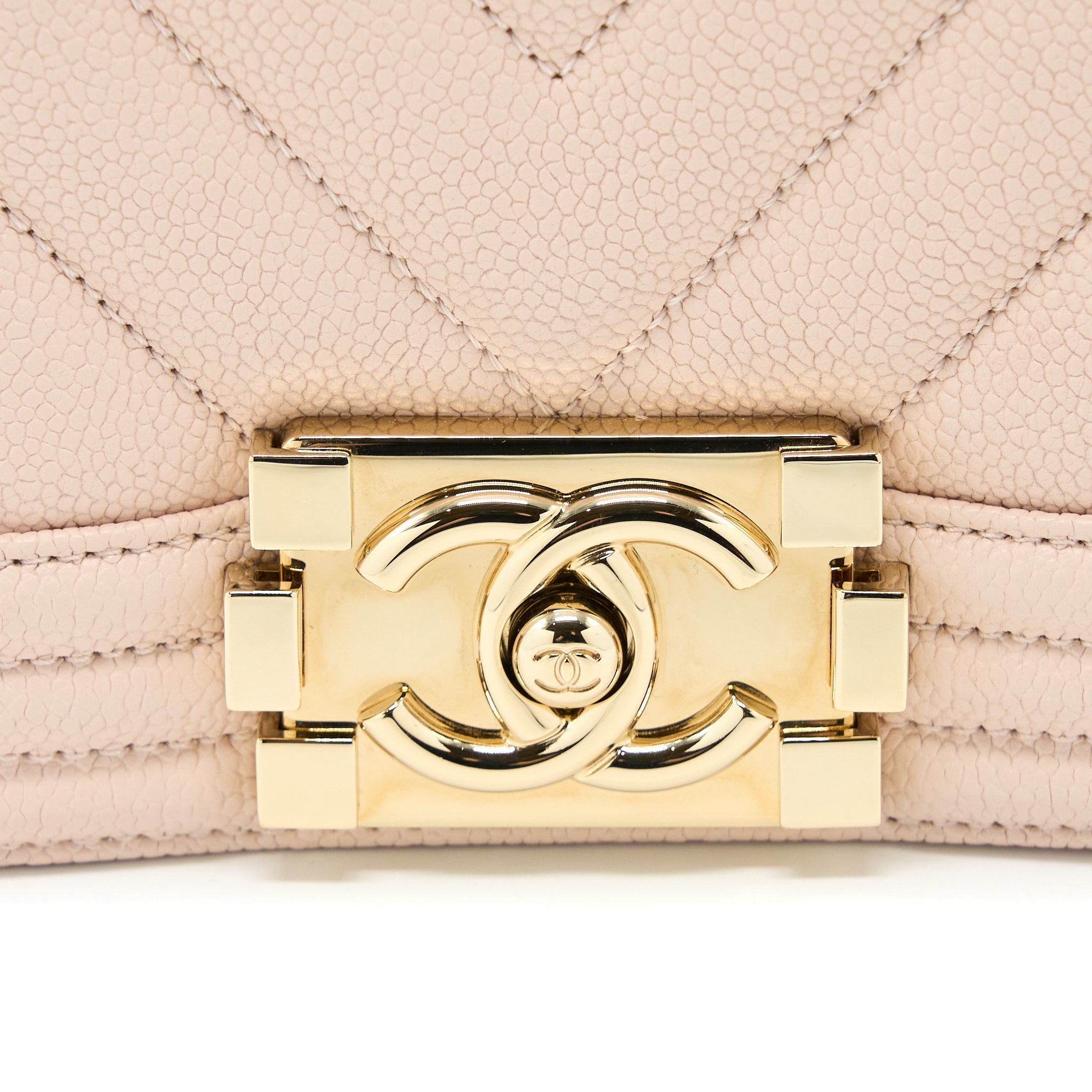 Chanel Medium Boy Bag Chevron Caviar Light Pink L