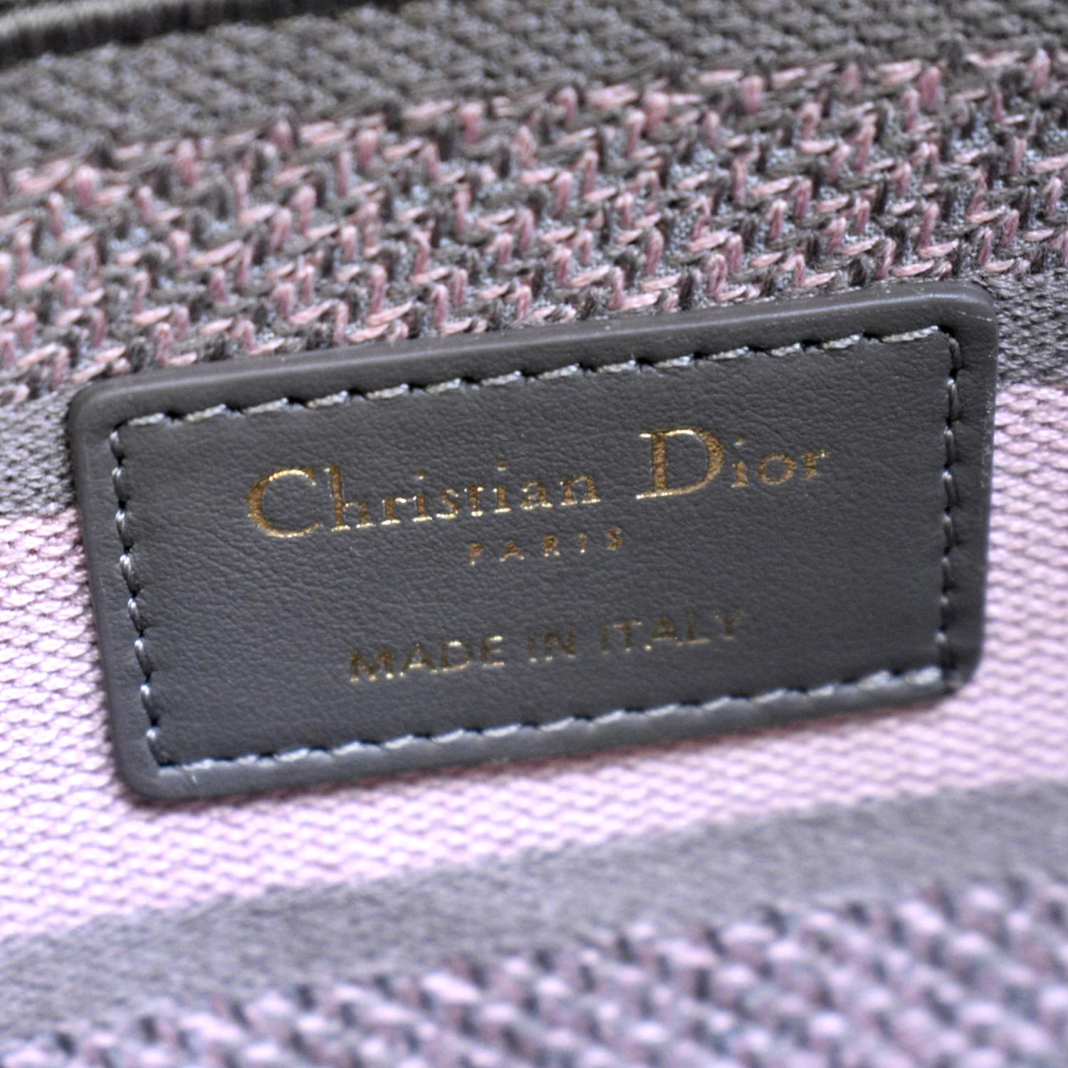 CHRISTIAN DIOR Medium Lady D-Lite Embroidered Canvas Shoulder Bag Rose Des