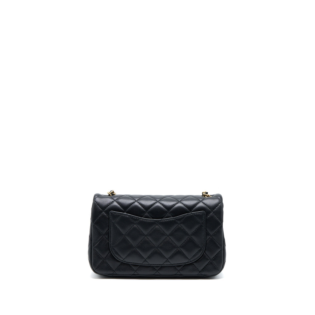 Chanel Pearl Crush Mini Rectangular Flap Bag Lambskin Black  (Microchip)