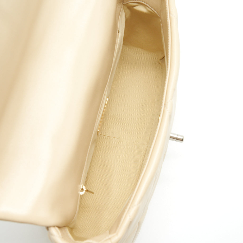 Chanel Medium 19 Bag Quilted Goatskin leather Light Beige Gold/Silver Hardware