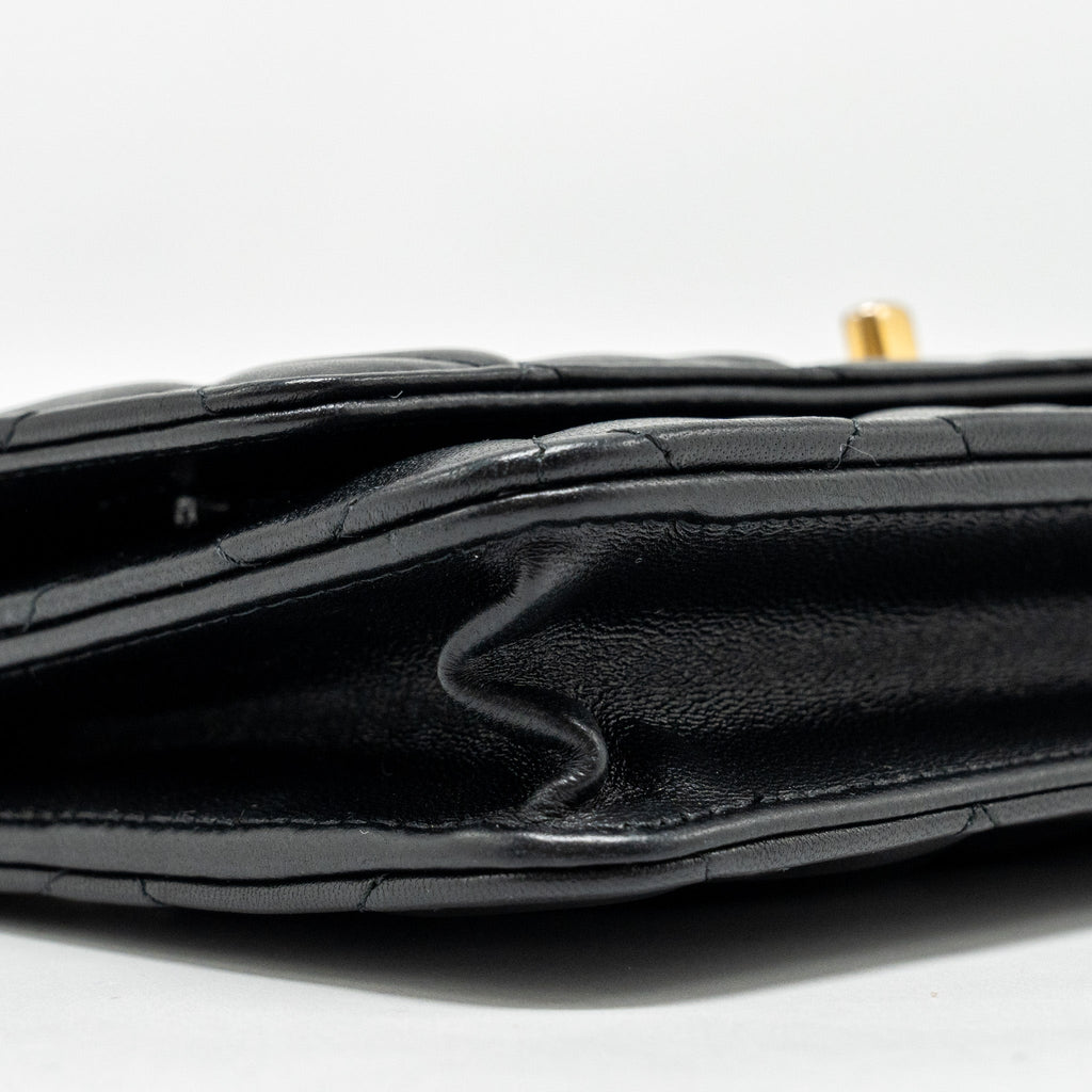 CHANEL Pearl Crush Wallet on Chain Lambskin Black  (Microchip)