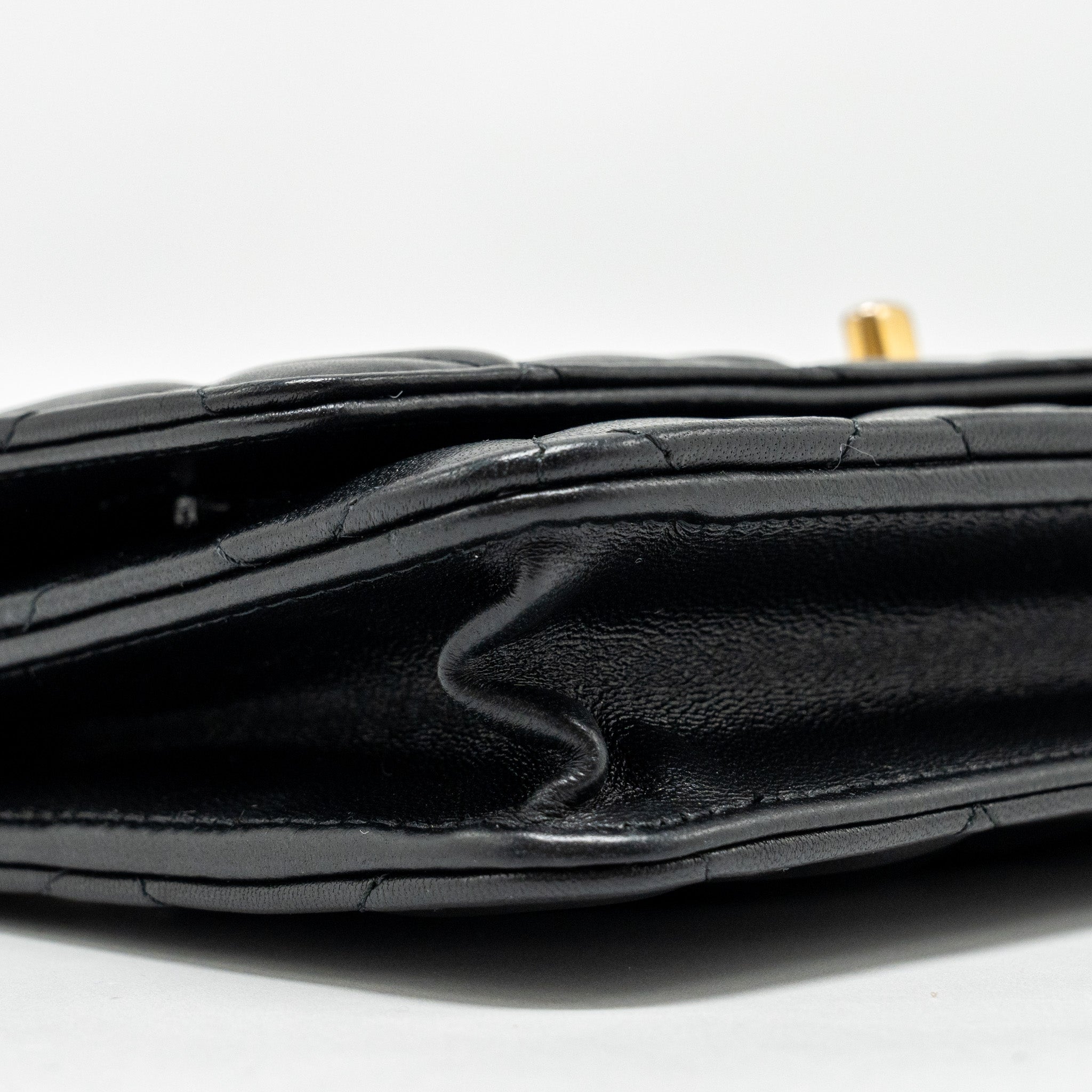 CHANEL Pearl Crush Wallet on Chain Lambskin Black  (Microchip)