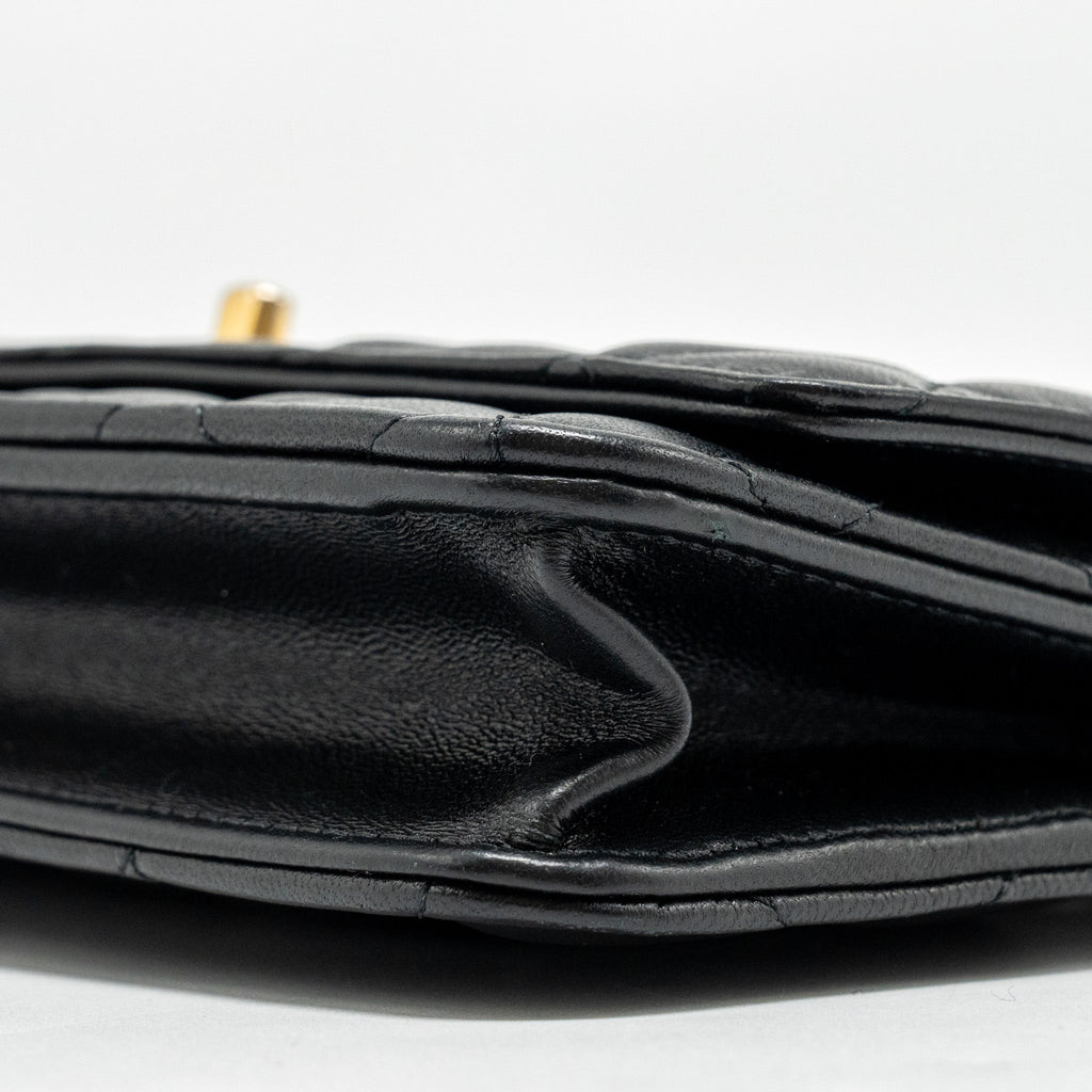 CHANEL Pearl Crush Wallet on Chain Lambskin Black  (Microchip)