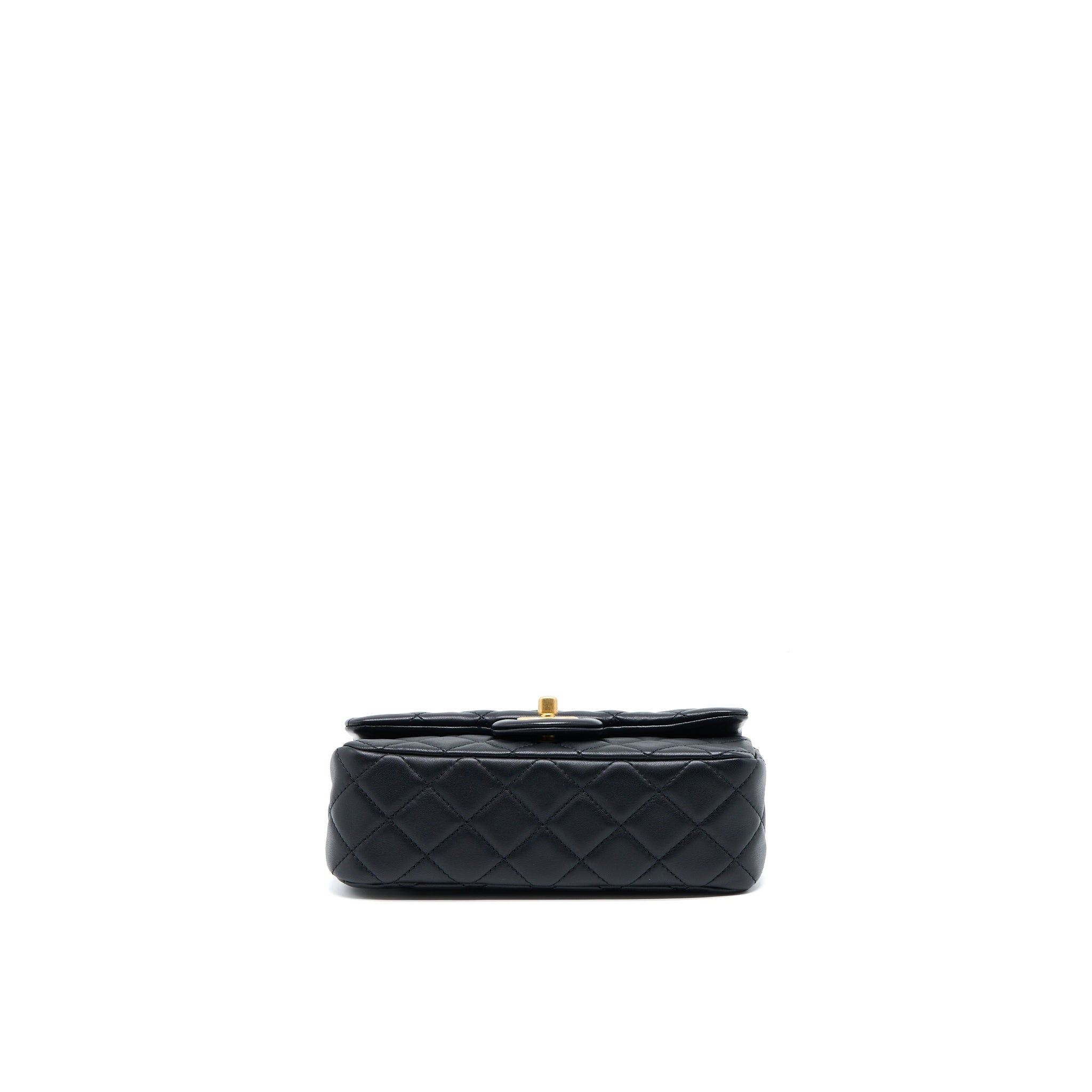 Chanel Pearl Crush Mini Rectangular Flap Bag Lambskin Black  (Microchip)