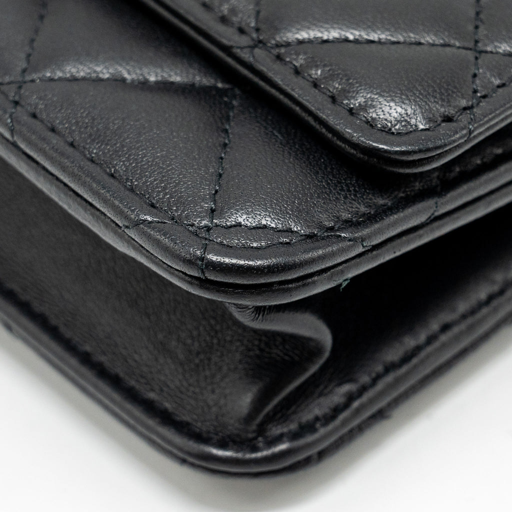 CHANEL Pearl Crush Wallet on Chain Lambskin Black  (Microchip)